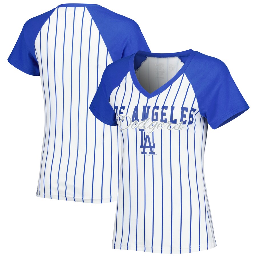 Women's Los Angeles Dodgers Concepts Sport White Reel Pinstripe Top - Puhuasuan