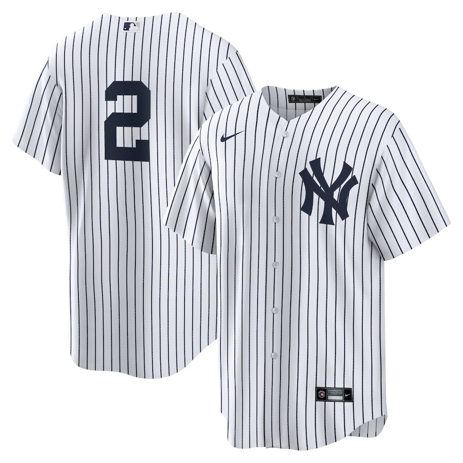 Men's New York Yankees Derek Jeter Nike White/Navy 2020 Hall of Fame Induction Replica Jersey - Puhuasuan