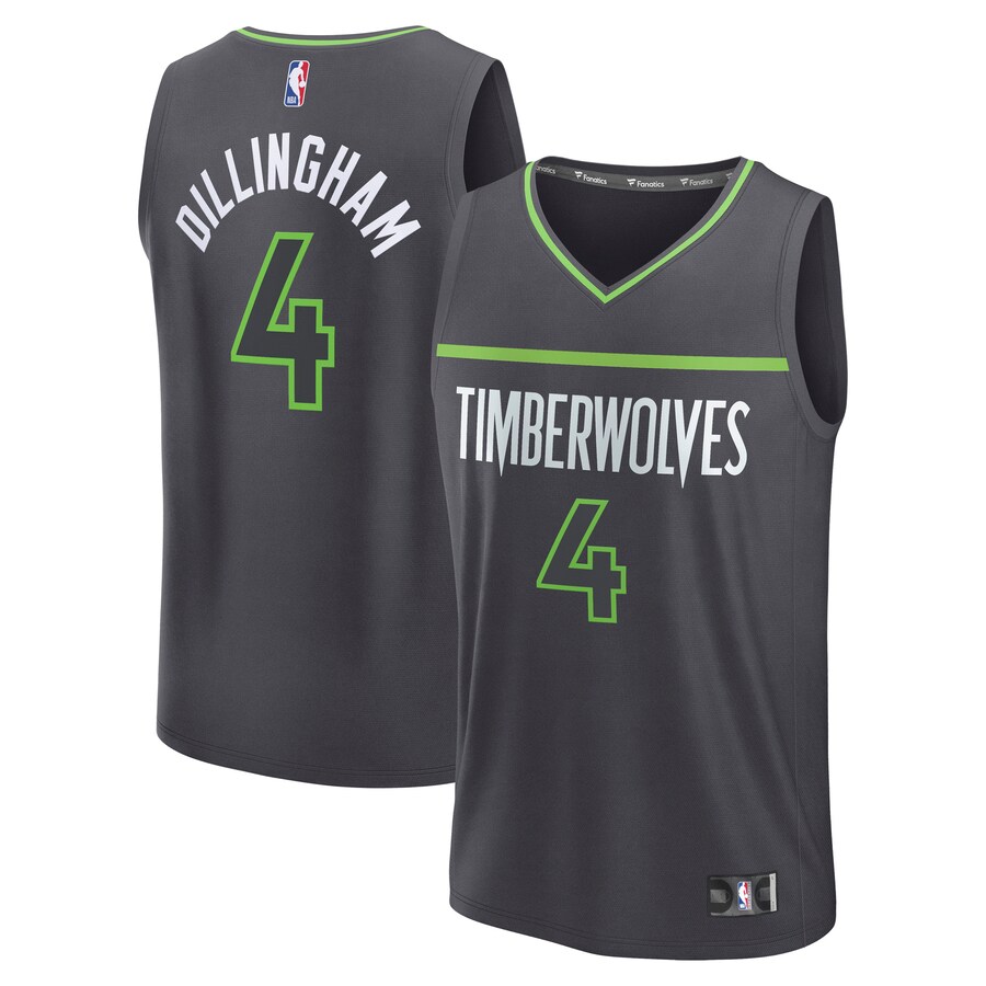 Men's Minnesota Timberwolves Rob Dillingham Fanatics Charcoal Fast Break Replica Player Jersey - Statement Edition - Puhuasuan