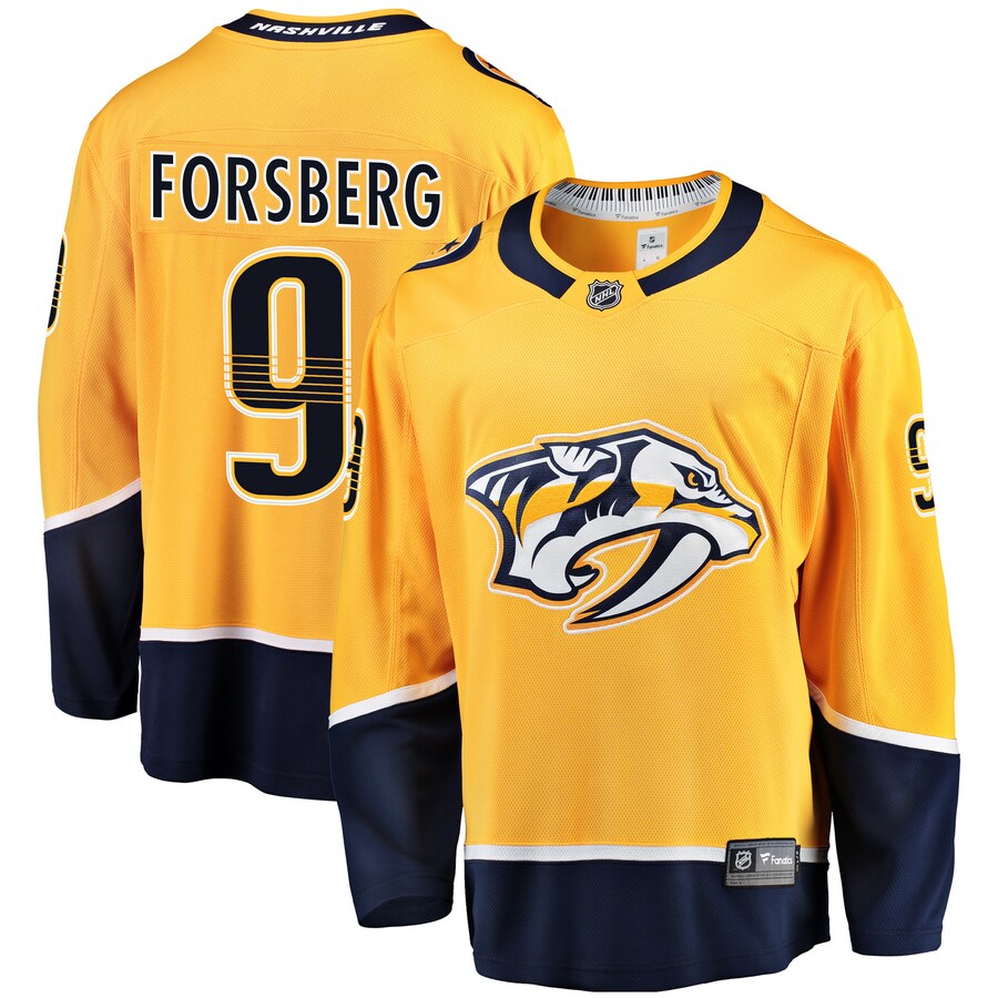 Men's Nashville Predators Filip Forsberg Fanatics Branded Gold Breakaway Player Jersey - Puhuasuan
