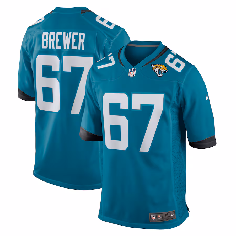 Men's Jacksonville Jaguars Chandler Brewer Nike  Teal  Game Jersey - Puhuasuan
