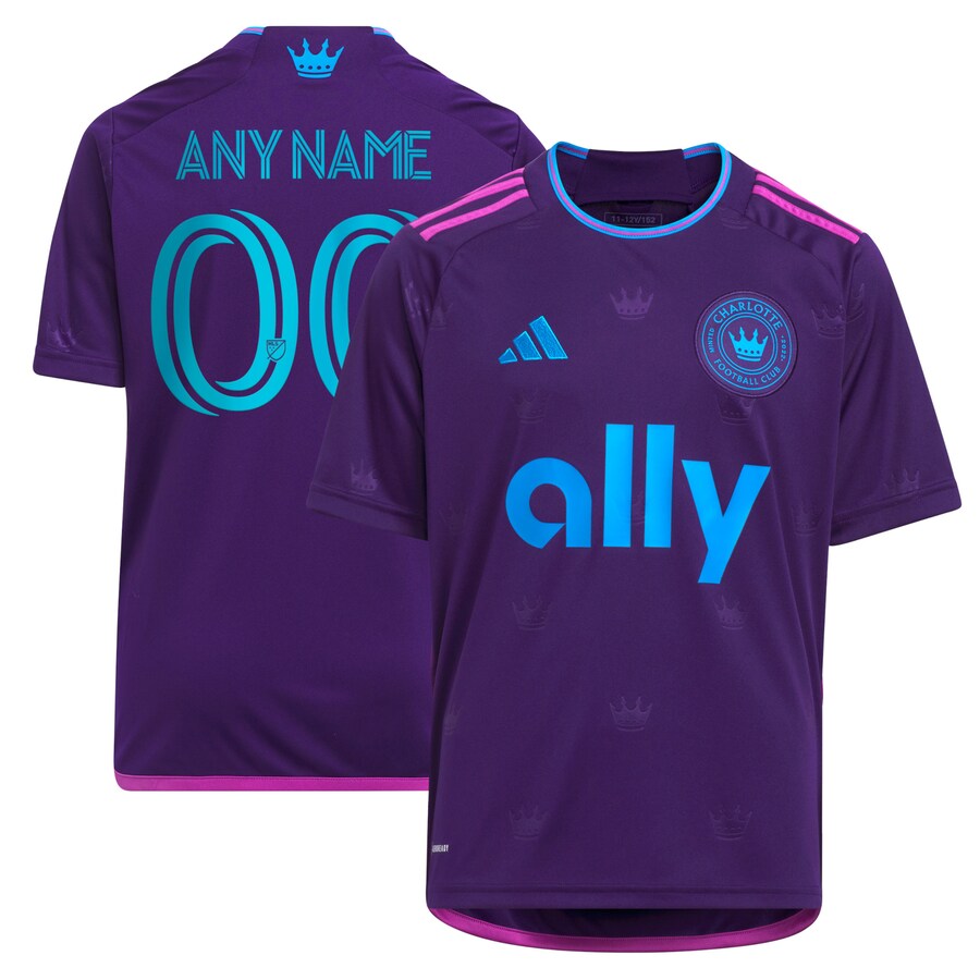 Youth Charlotte FC adidas Purple 2023 Crown Jewel Kit Replica Custom Jersey - Puhuasuan