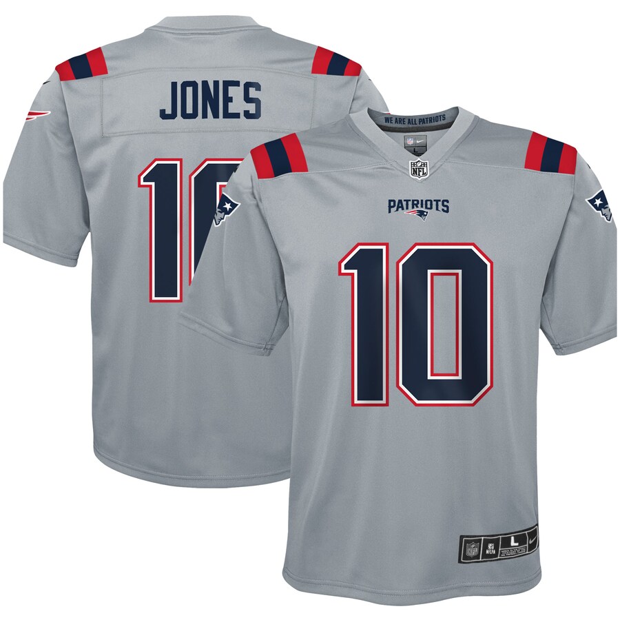 Youth New England Patriots Mac Jones Nike Gray Inverted Game Jersey - Puhuasuan
