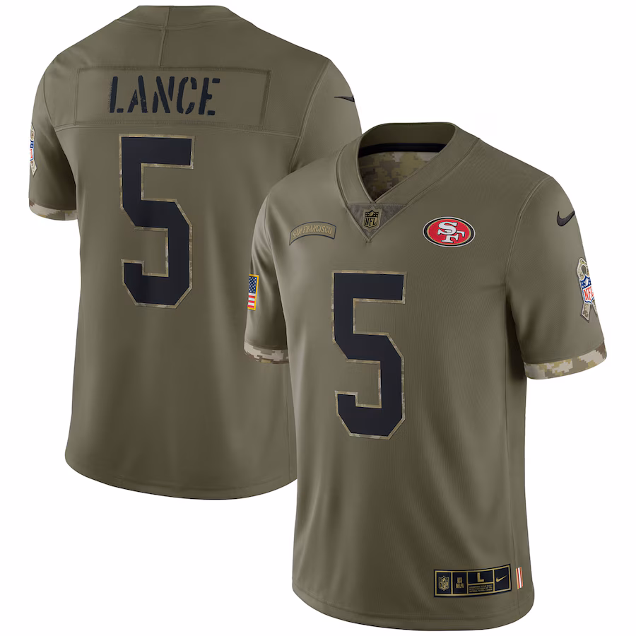 Men's San Francisco 49ers Trey Lance Nike Olive Salute To Service Limited Jersey - Puhuasuan