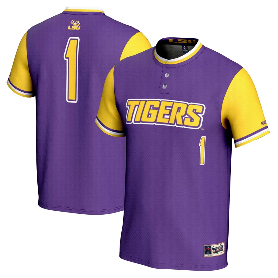 #1 LSU Tigers GameDay Greats Unisex Lightweight Softball Jersey - Purple - Puhuasuan