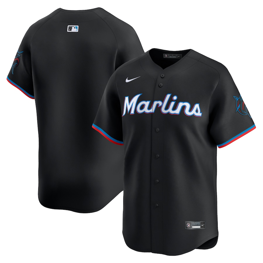 Men's Miami Marlins  Nike Black  Alternate Limited Jersey - Puhuasuan