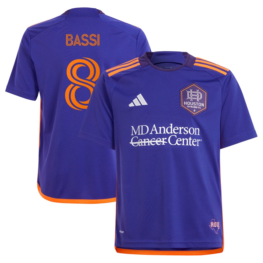Youth Houston Dynamo FC Amine Bassi adidas Purple 2024 Still Holdin' Replica Player Jersey - Puhuasuan