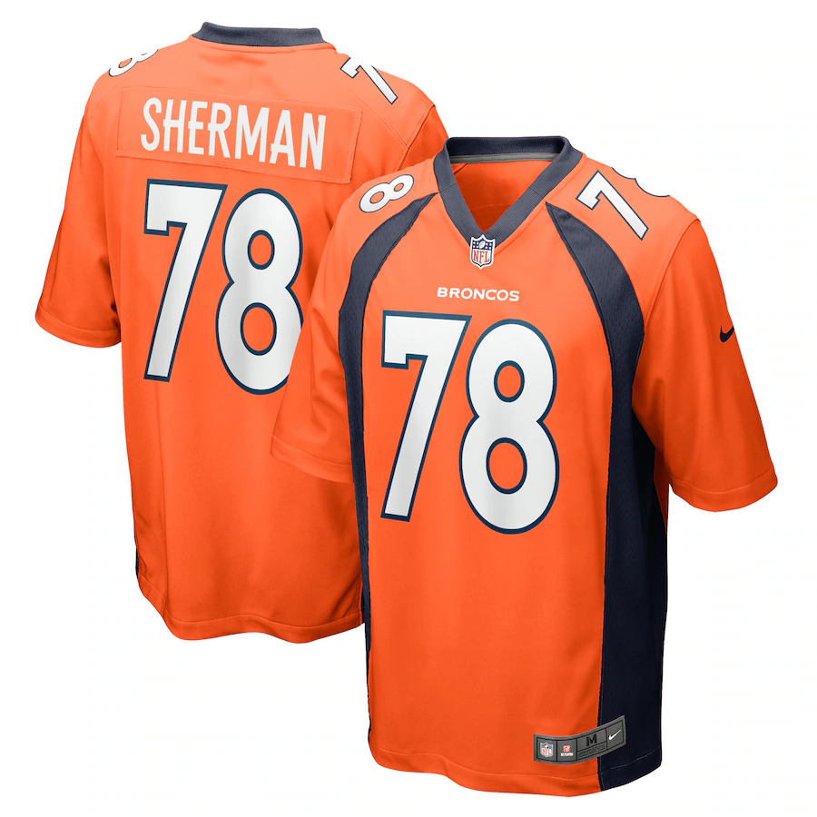 Men's Denver Broncos William Sherman Nike  Orange Team Game Jersey - Puhuasuan