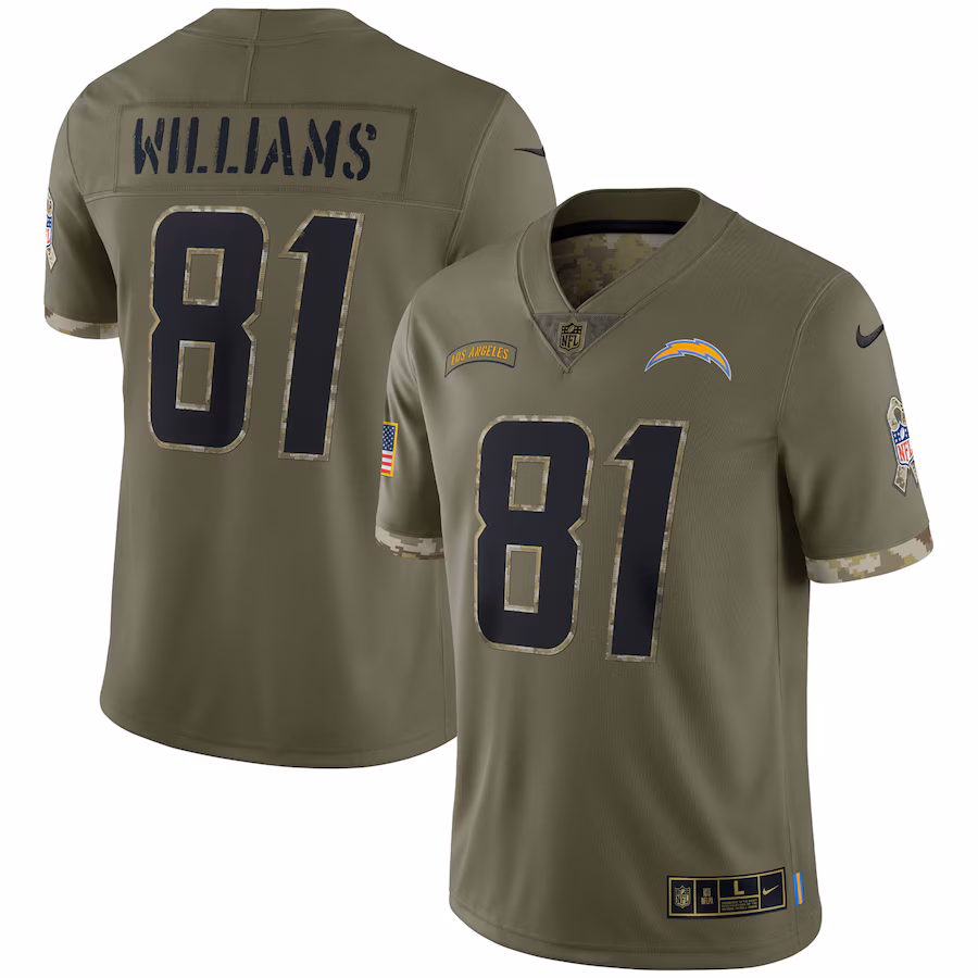 Men's Los Angeles Chargers Mike Williams Nike Olive Salute To Service Limited Jersey - Puhuasuan