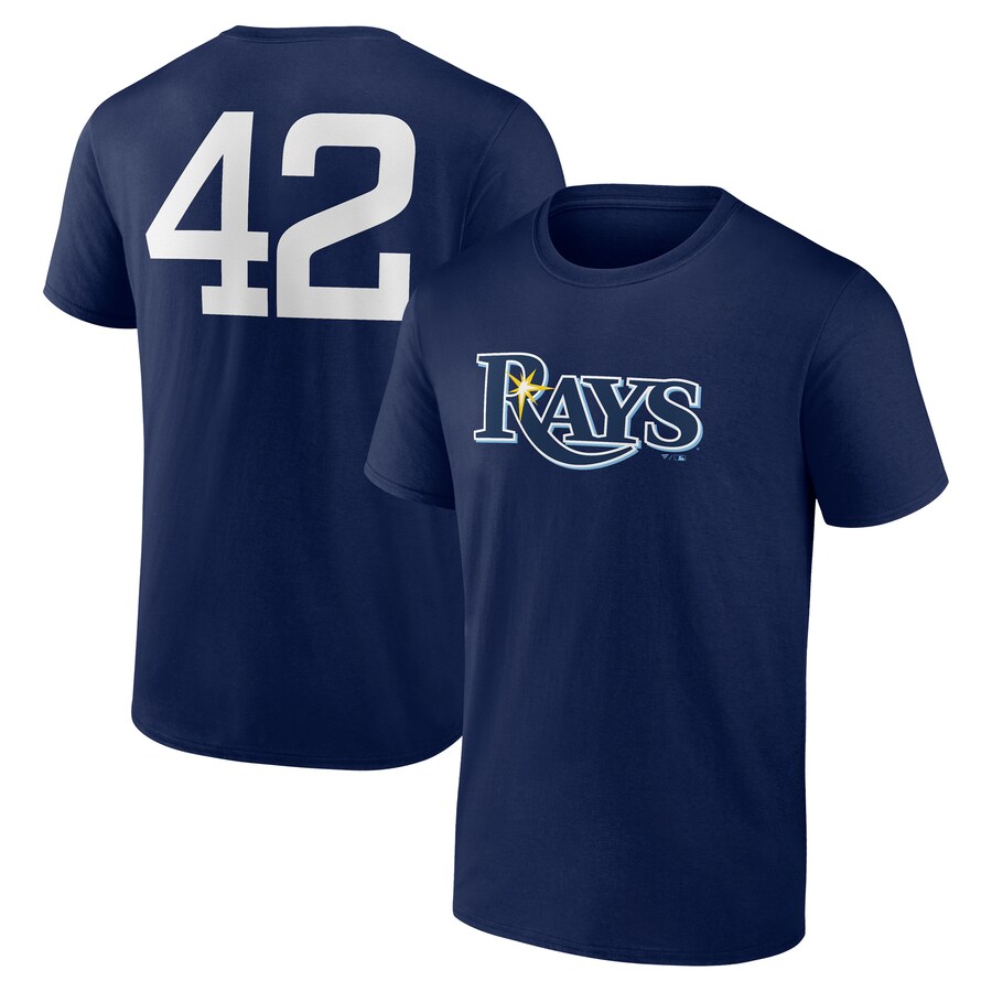 Men's Tampa Bay Rays Navy Jackie Robinson Day Name & Number T-Shirt - Puhuasuan