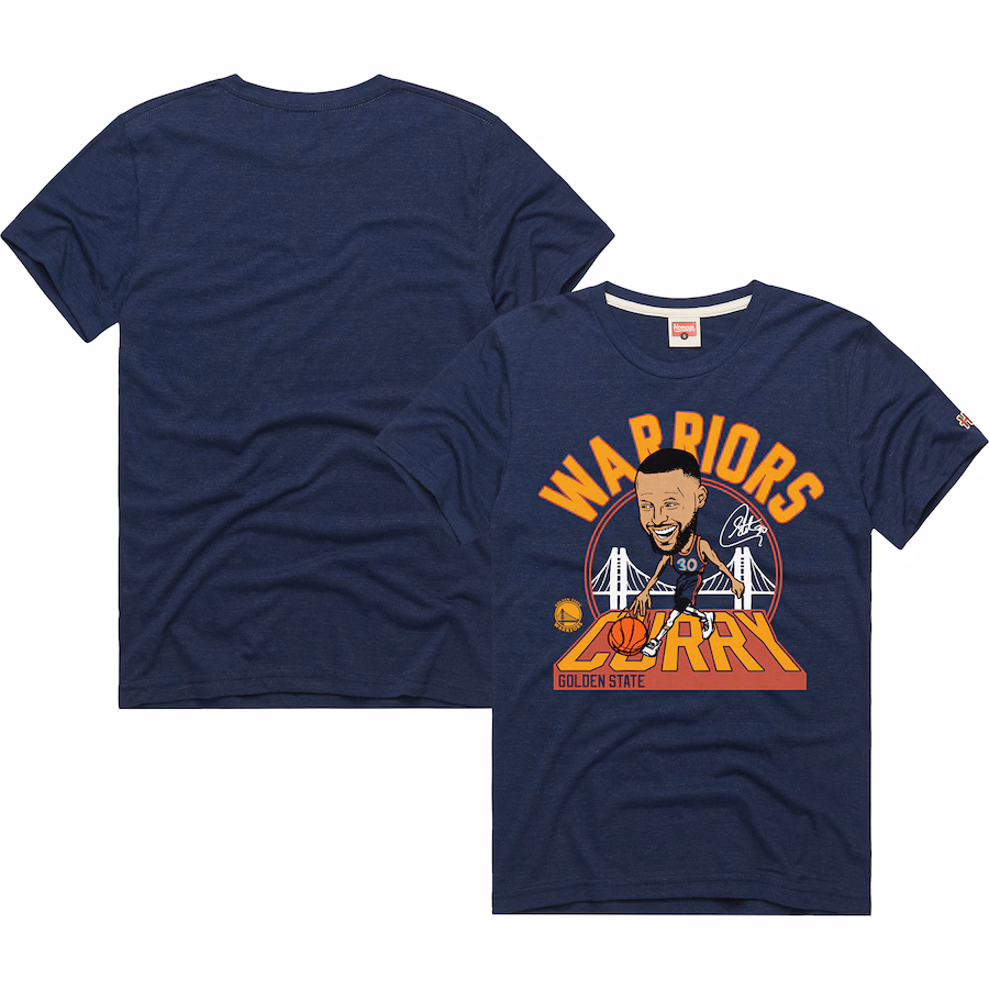Unisex Golden State Warriors Stephen Curry Homage Navy 2024/25 City Edition Caricature Tri-Blend T-Shirt - Puhuasuan