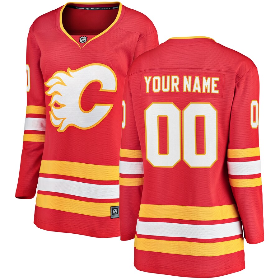 Women's Calgary Flames Fanatics Branded Red Home Breakaway Custom Jersey - Puhuasuan