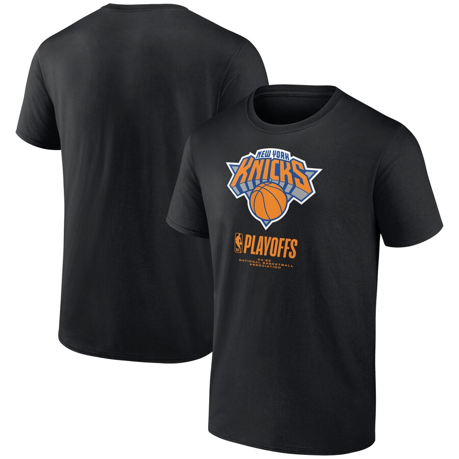 Men's  New York Knicks Black 2025 NBA Playoffs Alley Oop T-Shirt - Puhuasuan