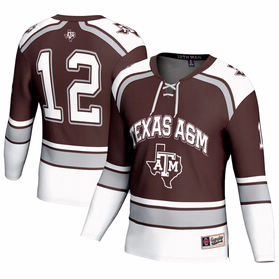 Youth GameDay Greats #12 Maroon Texas A&M Aggies Hockey Fashion Jersey - Puhuasuan