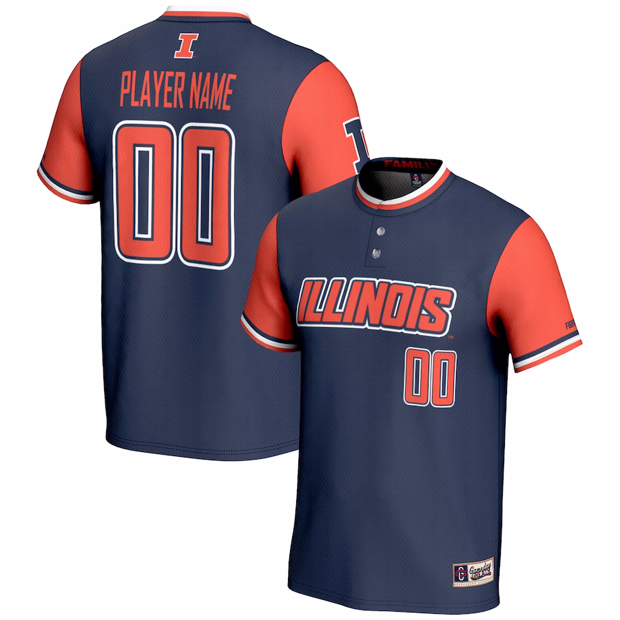 Illinois Fighting Illini GameDay Greats Unisex  NIL Pick-A-Player Lightweight Softball Jersey - Navy - Puhuasuan