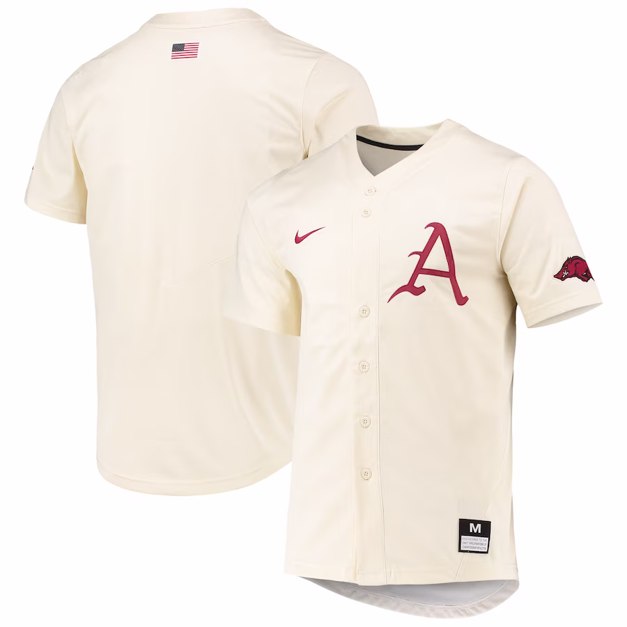 Arkansas Razorbacks Nike Replica Baseball Jersey - Natural - Puhuasuan
