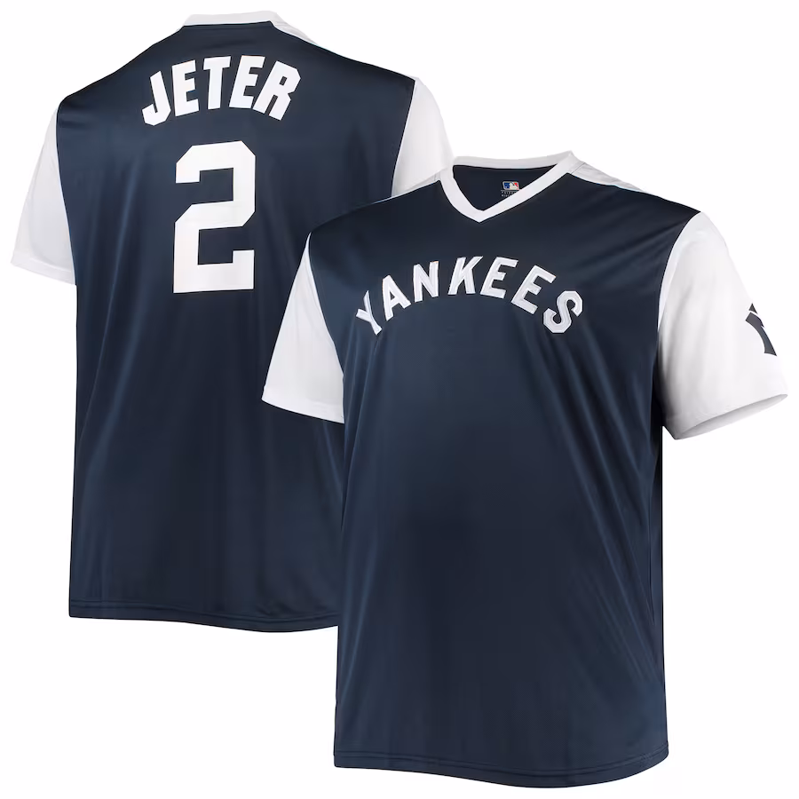 Men's New York Yankees Derek Jeter Navy/White Cooperstown Collection Replica Player Jersey - Puhuasuan