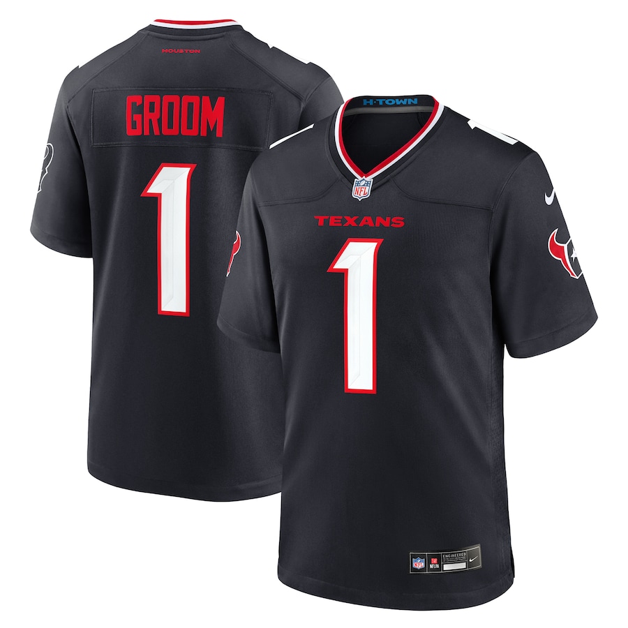 Men's Houston Texans Number 1 Groom Nike Navy Game Jersey - Puhuasuan
