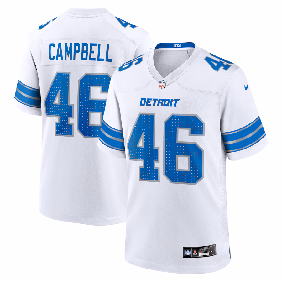 Men's Detroit Lions Jack Campbell Nike White White Game Jersey - Puhuasuan
