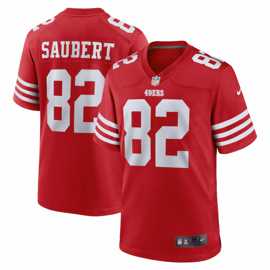 Men's San Francisco 49ers Eric Saubert Nike  Scarlet Team Game Jersey - Puhuasuan