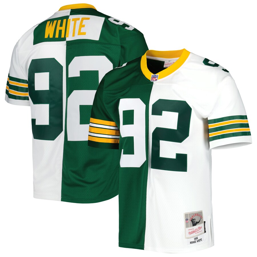 Men's Green Bay Packers Reggie White Mitchell & Ness Green/White 1996 Split Legacy Replica Jersey - Puhuasuan