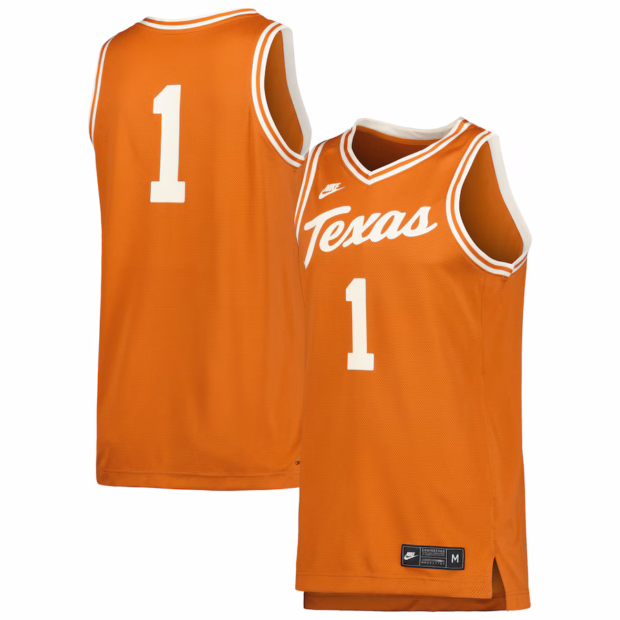 Men's Nike #1 Cream Texas Longhorns Retro Replica Basketball Jersey - Puhuasuan