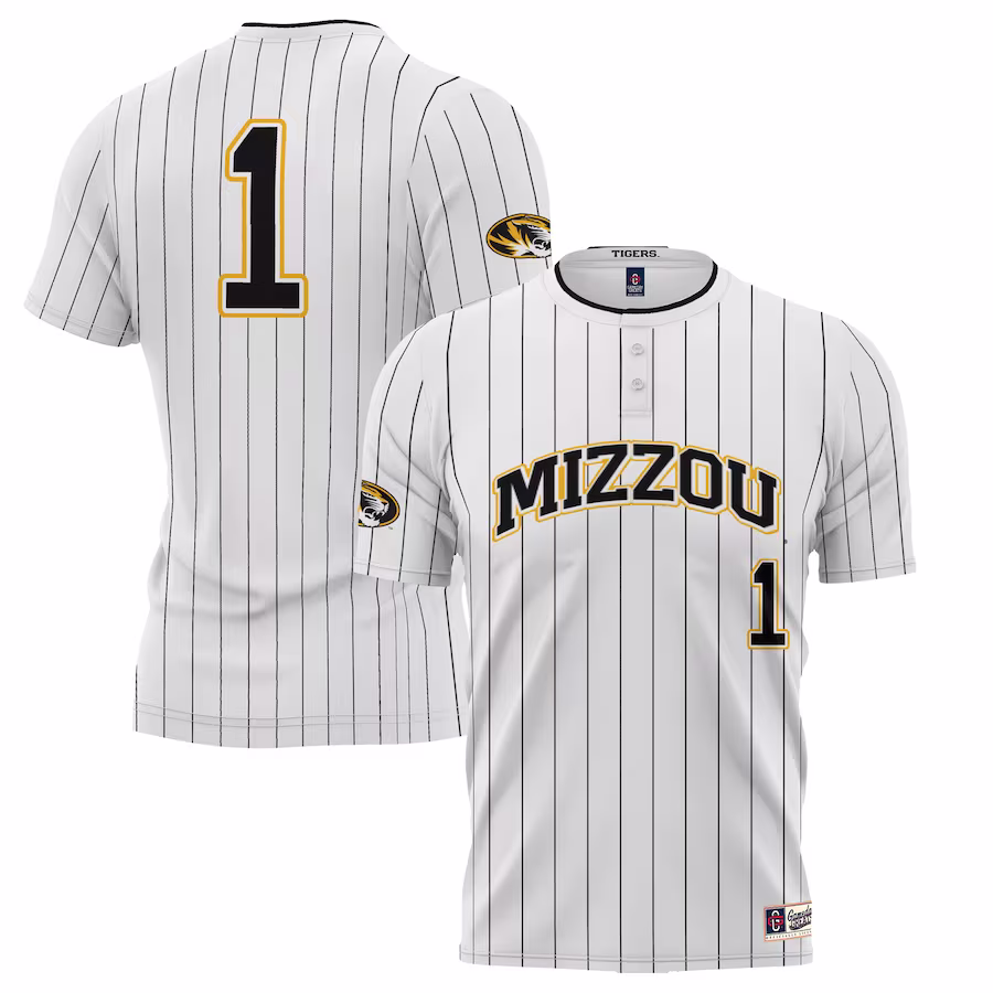 #1 Missouri Tigers GameDay Greats Unisex Lightweight Softball Jersey - White - Puhuasuan