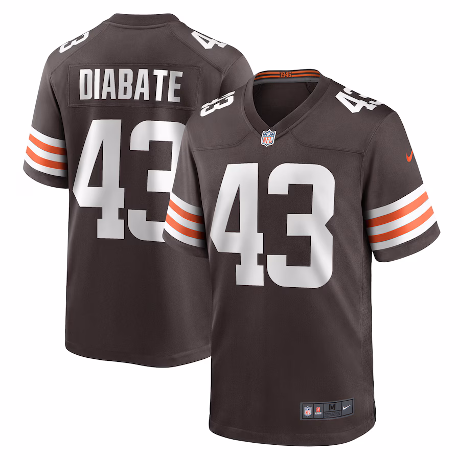 Men's Cleveland Browns Mohamoud Diabate Nike  Brown Team Game Jersey - Puhuasuan