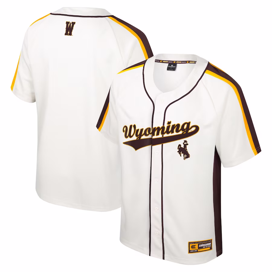 Wyoming Cowboys Colosseum Ruth Button-Up Baseball Jersey - Cream - Puhuasuan