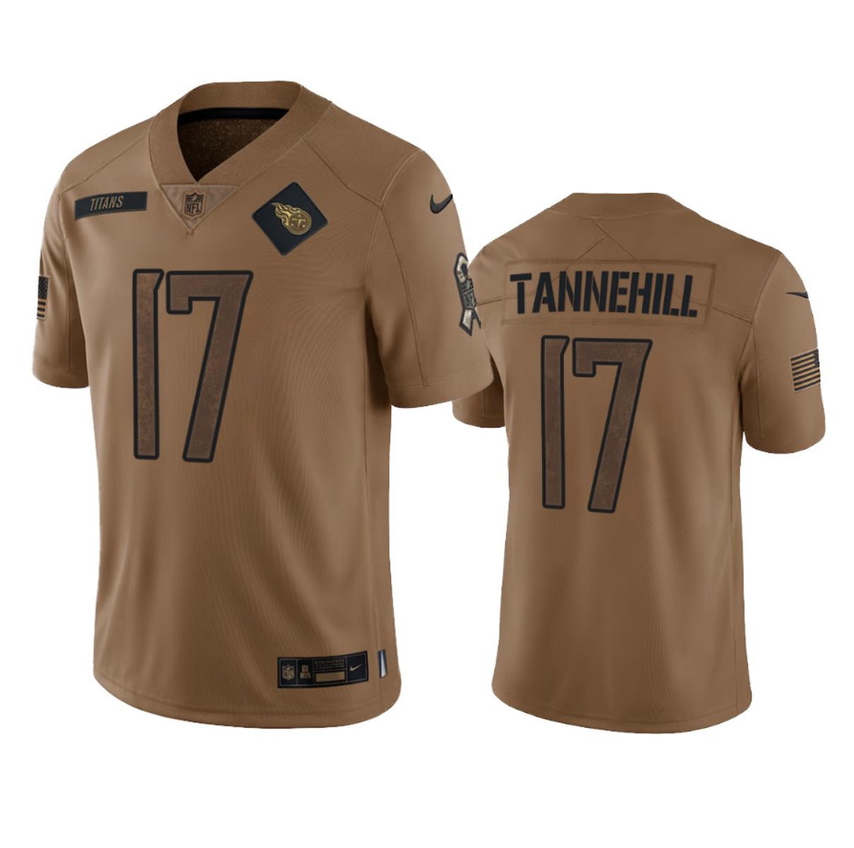 Men's Tennessee Titans #17 Ryan Tannehill 2023 Brown Salute To Service Football Stitched Jersey - Puhuasuan