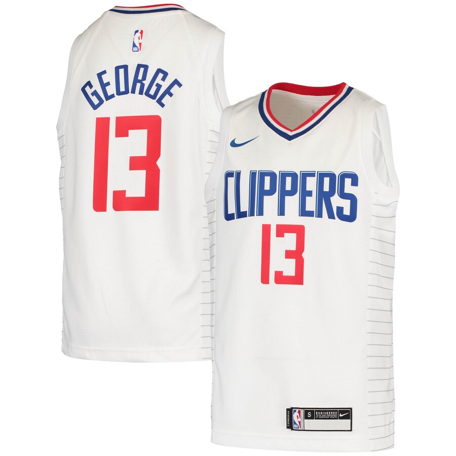 Youth LA Clippers Paul George Nike White 2020/21 Swingman Jersey - Association Edition - Puhuasuan