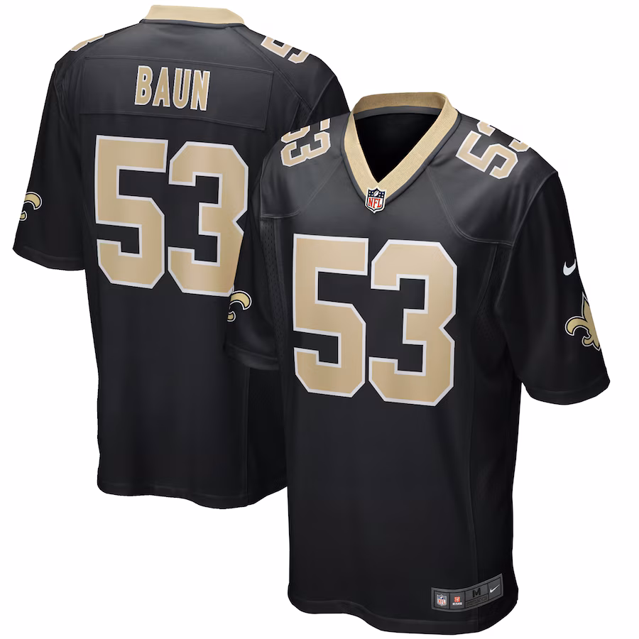 Men's New Orleans Saints Zack Baun Nike Black Game Player Jersey - Puhuasuan
