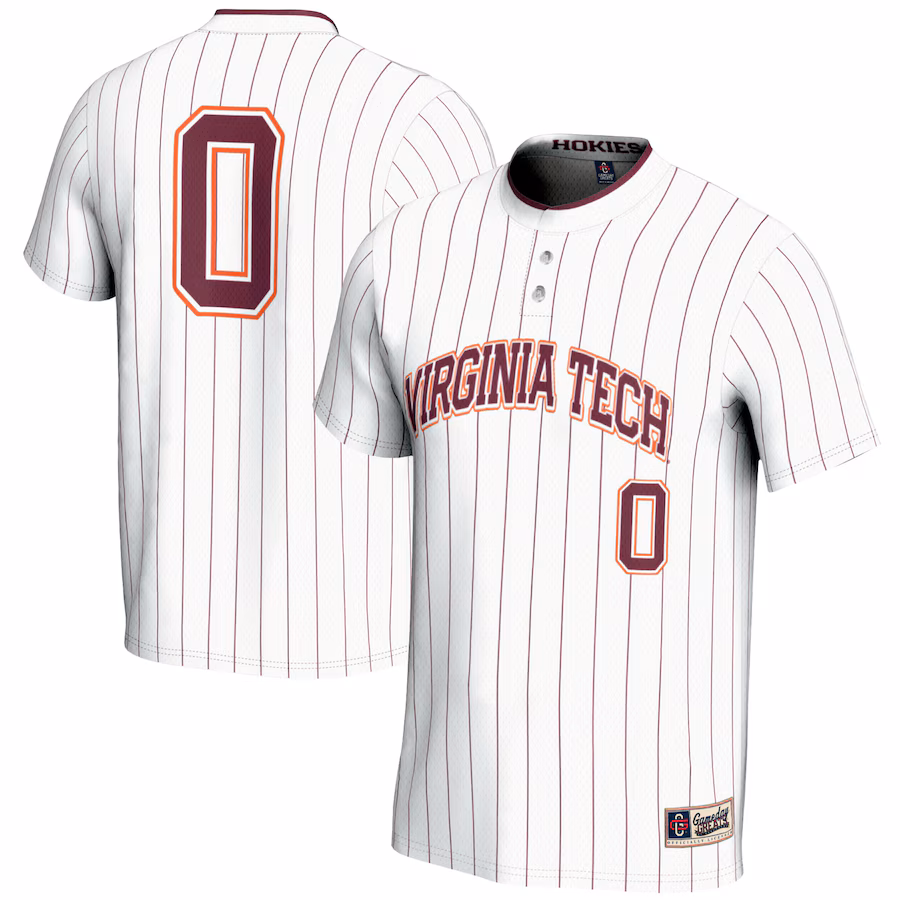 #0 Virginia Tech Hokies GameDay Greats Unisex Softball Fashion Jersey - White - Puhuasuan