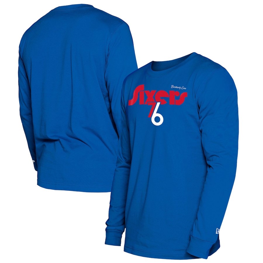 Men's Philadelphia 76ers  New Era Royal 2024/25 City Edition Long Sleeve T-Shirt - Puhuasuan