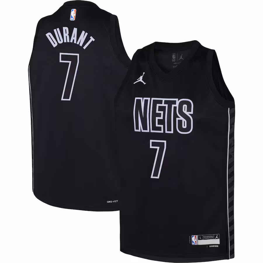Youth Brooklyn Nets Kevin Durant Jordan Brand Black Swingman Jersey - Statement Edition - Puhuasuan