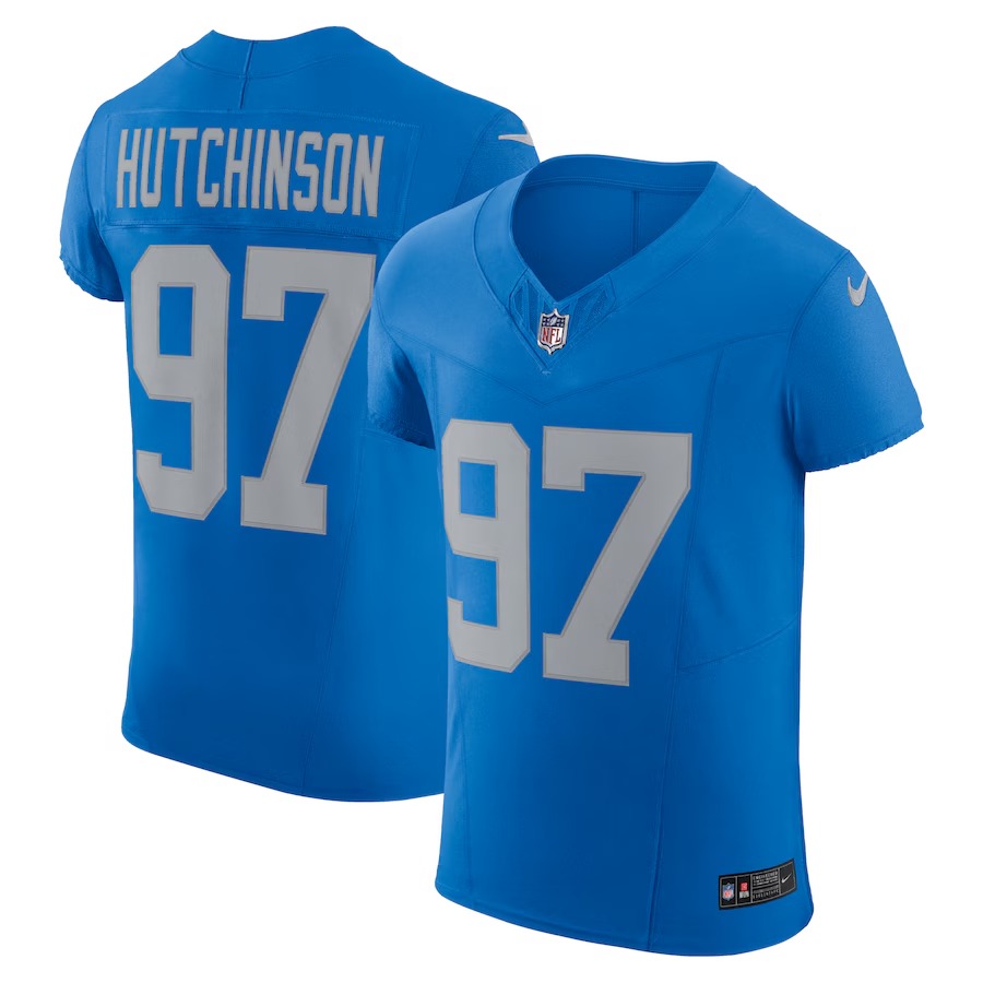 Men's Detroit Lions Aidan Hutchinson Nike Blue Alternate Vapor F.U.S.E. Elite Jersey - Puhuasuan