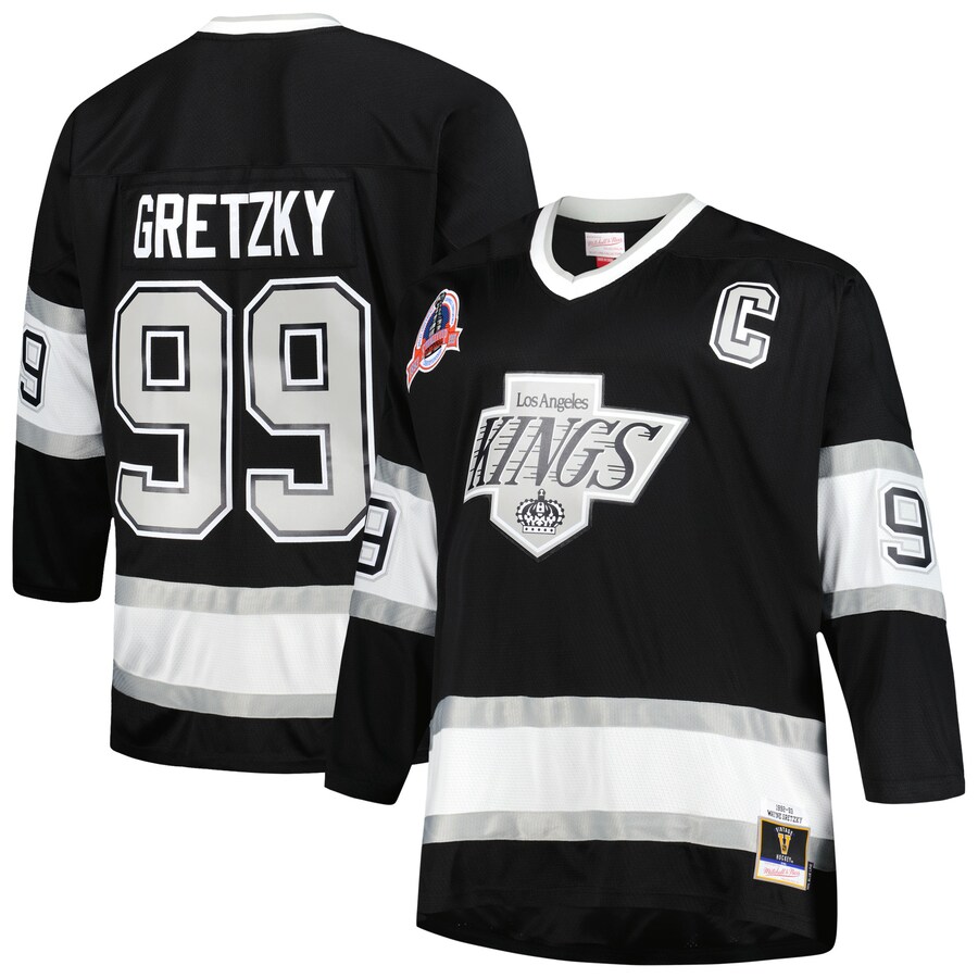 Men's Los Angeles Kings Wayne Gretzky Mitchell & Ness Black Big & Tall 1992/93 Blue Line Player Jersey - Puhuasuan