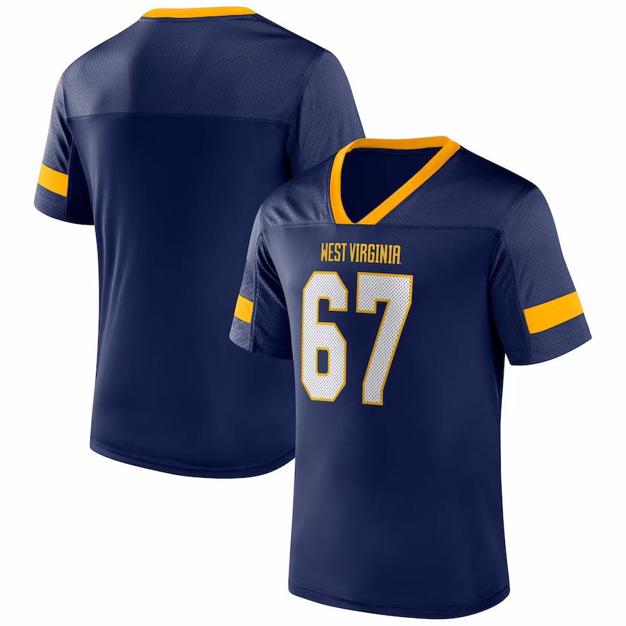 #67 West Virginia Mountaineers Fanatics Branded Kickoff Winner Replica Jersey - Navy - Puhuasuan