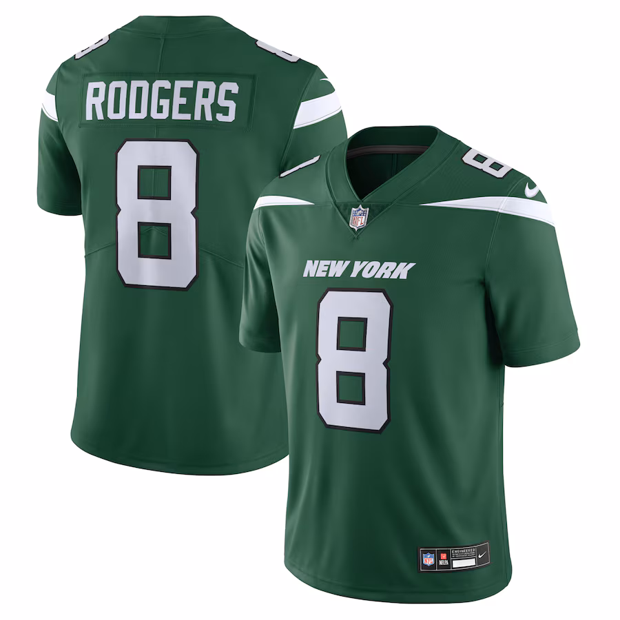 Men's New York Jets Aaron Rodgers Nike Gotham Green Vapor Untouchable Limited Jersey - Puhuasuan