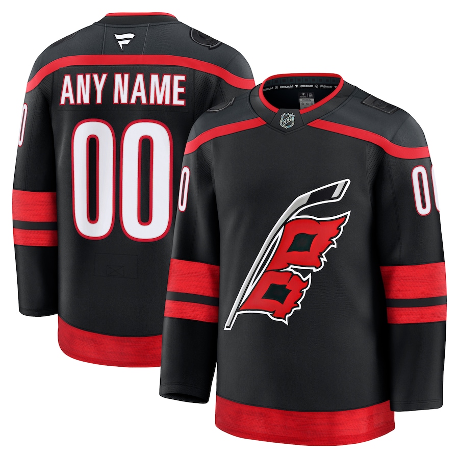 Men's Carolina Hurricanes Fanatics Black Home Premium Custom Jersey - Puhuasuan