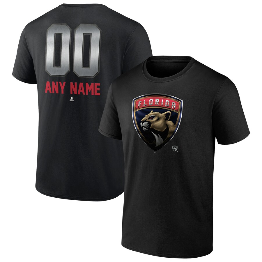 Men's Florida Panthers Black Personalized Midnight Mascot Logo T-Shirt - Puhuasuan