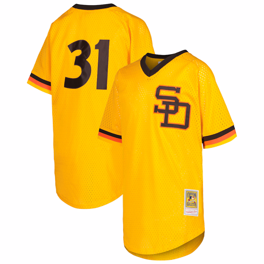 Youth San Diego Padres Dave Winfield Mitchell & Ness Gold Cooperstown Collection Mesh Batting Practice Jersey - Puhuasuan