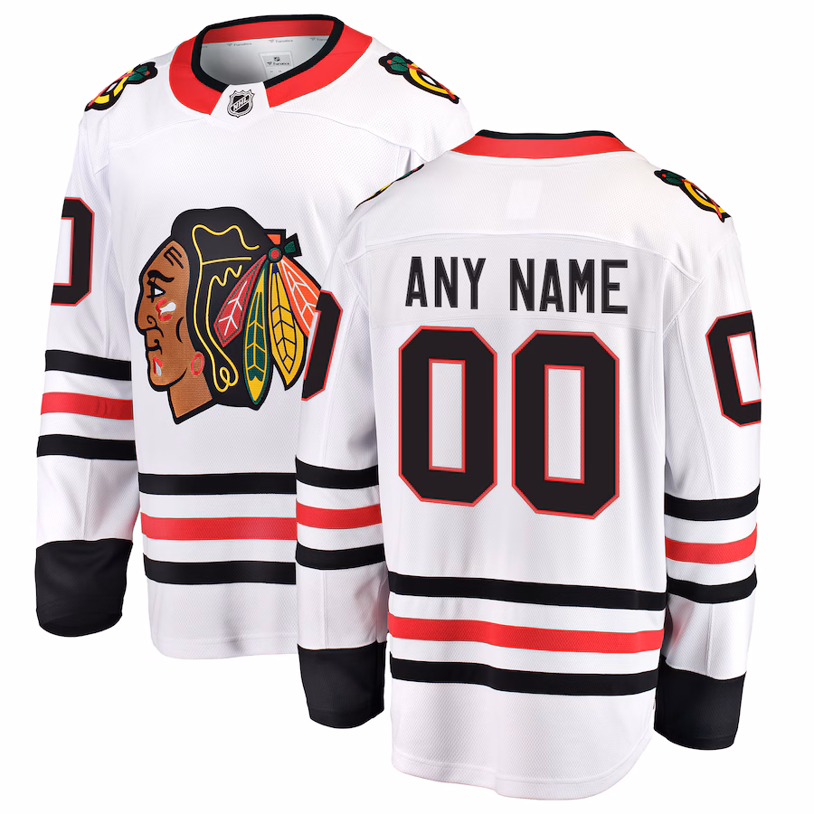 Men's Chicago Blackhawks Fanatics White Away Breakaway Custom Jersey - Puhuasuan