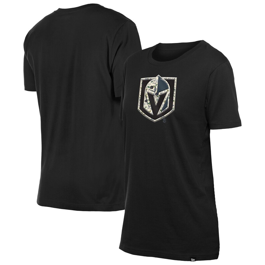 Women's Vegas Golden Knights New Era Black Glam Game Floral T-Shirt - Puhuasuan