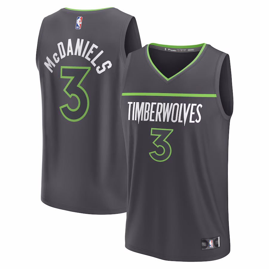 Youth Minnesota Timberwolves Jaden McDaniels Fanatics Black Fast Break Replica Player Jersey - Statement Edition - Puhuasuan