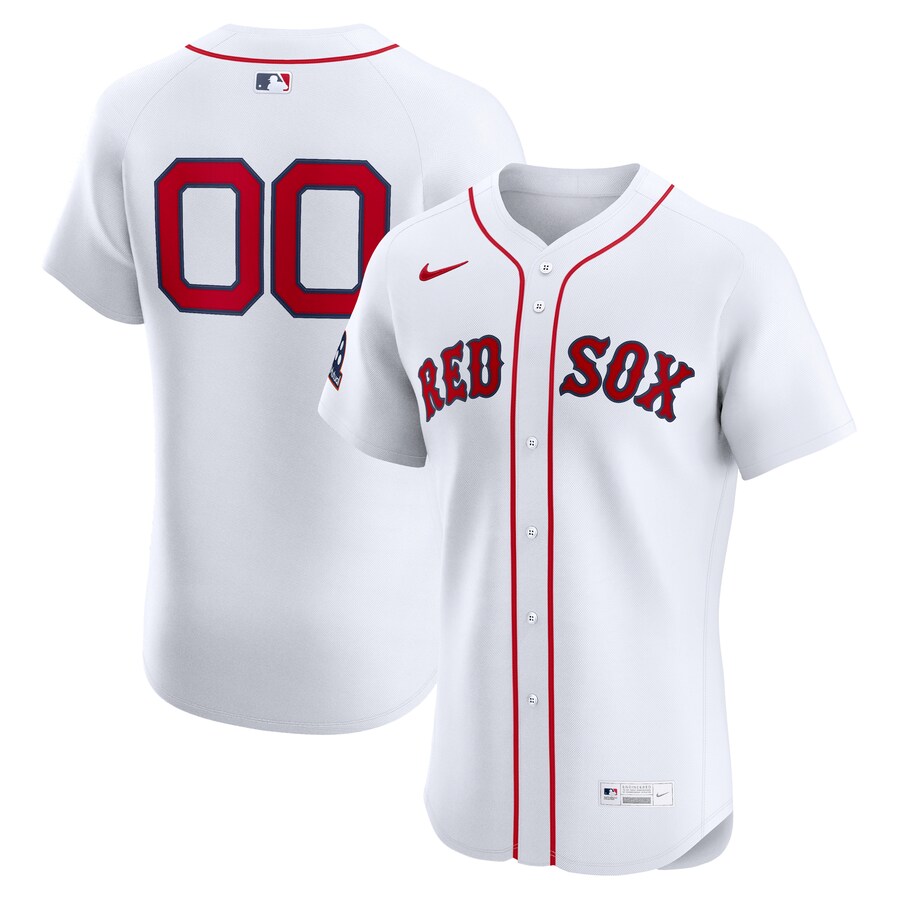 Men's Boston Red Sox Nike White Home Elite Sponsor Patch Custom Jersey - Puhuasuan