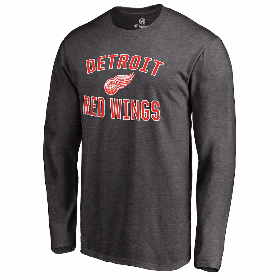 Men's Detroit Red Wings Heathered Gray Victory Arch II Long Sleeve T-Shirt - Puhuasuan