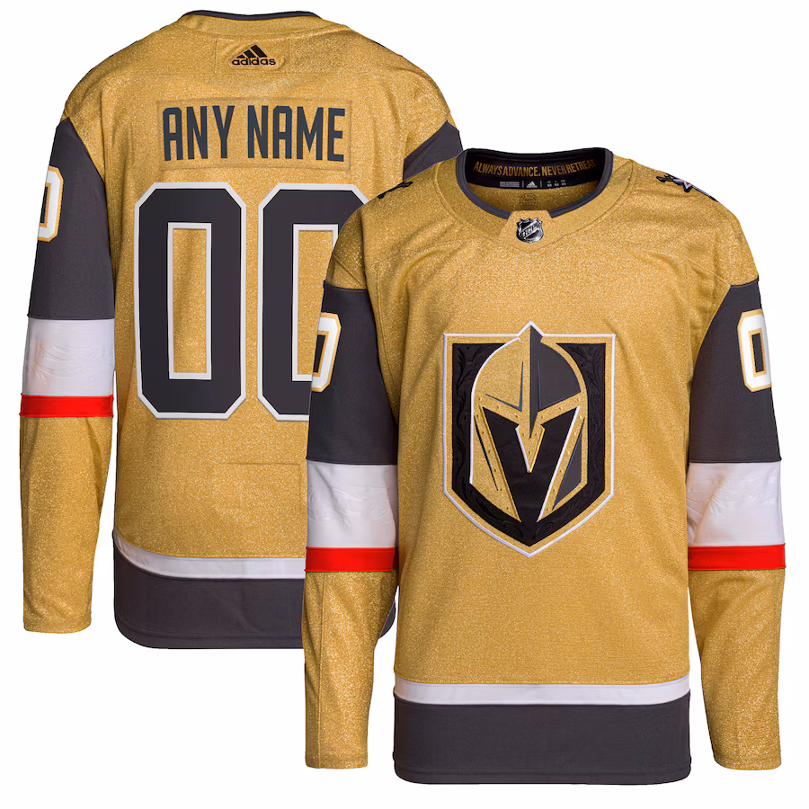 Men's Vegas Golden Knights adidas Gold Home Primegreen Authentic Custom Jersey - Puhuasuan