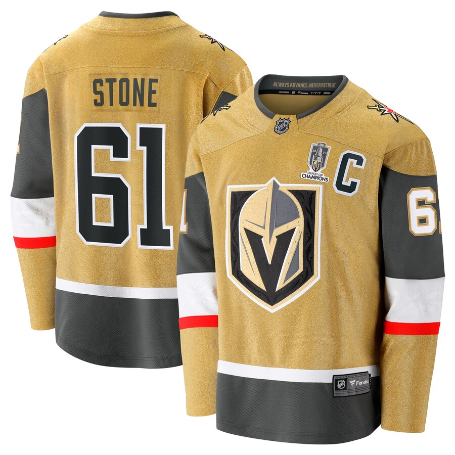 Men's Vegas Golden Knights Mark Stone Fanatics Branded Gold 2023 Stanley Cup Champions Home Breakaway Player Jersey - Puhuasuan