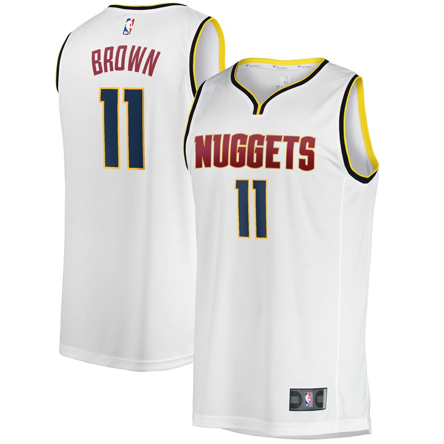 Men's Denver Nuggets Bruce Brown Fanatics White Fast Break Player Jersey - Association Edition - Puhuasuan